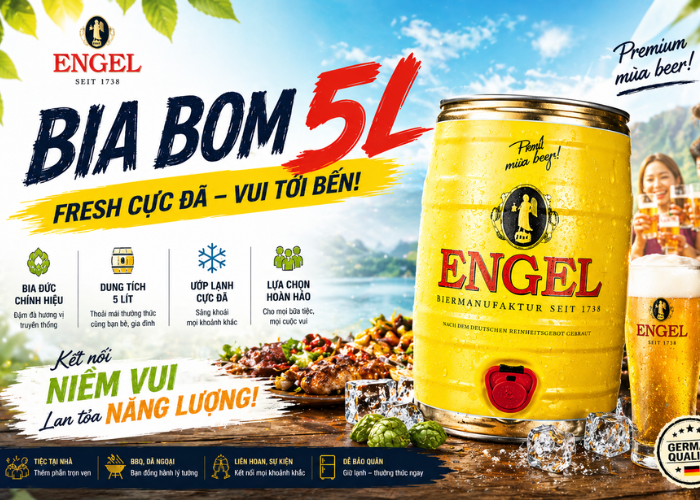Bia Engel Gold 5,4% Đức – bom 5 lít
