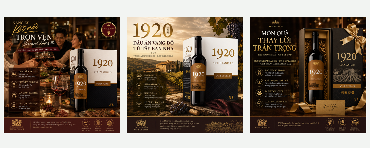 Rượu Vang Bịch 3L 1920 Tempranillo