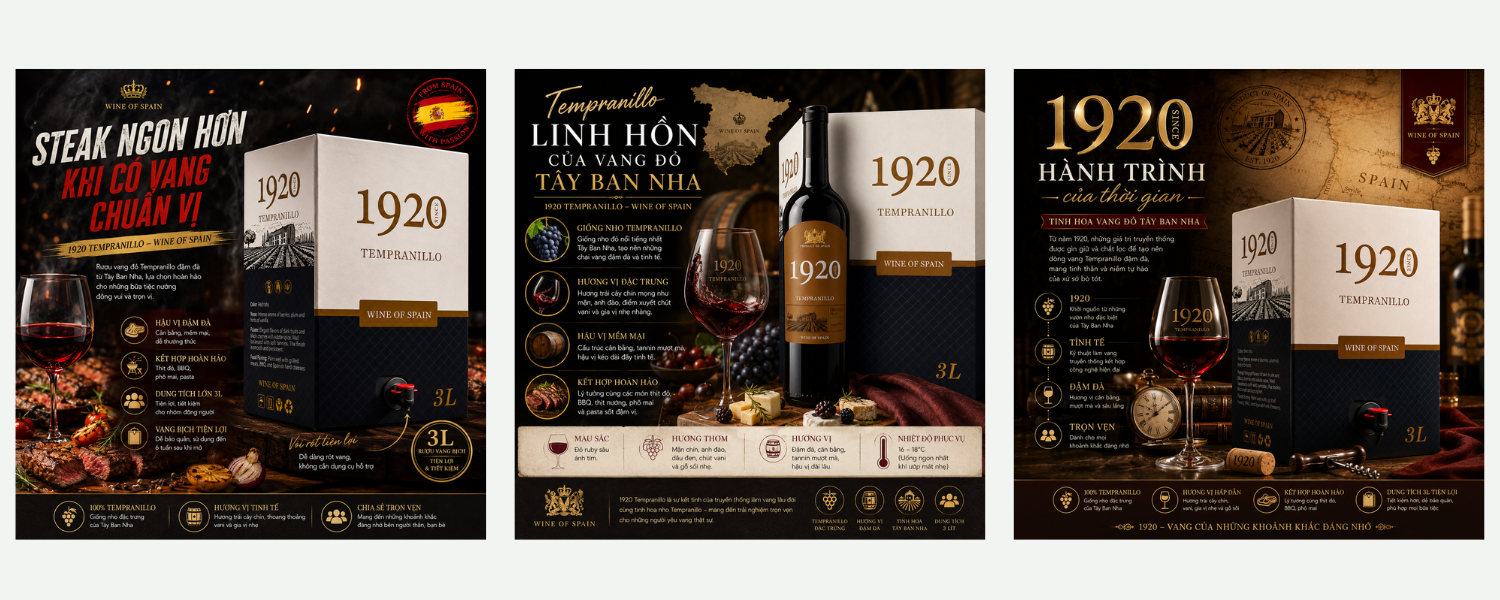 Rượu Vang Bịch 3L 1920 Tempranillo