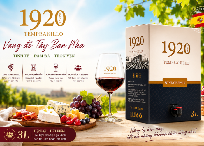 Rượu Vang Bịch 3L 1920 Tempranillo