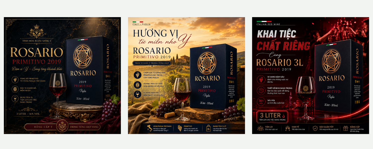 Rượu Vang Bịch 3L Rosario Primitivo 2019