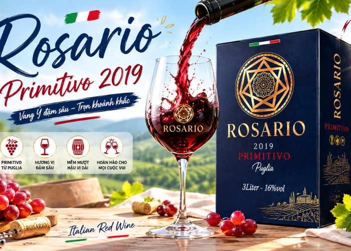 Rượu Vang Bịch 3L Rosario Primitivo 2019