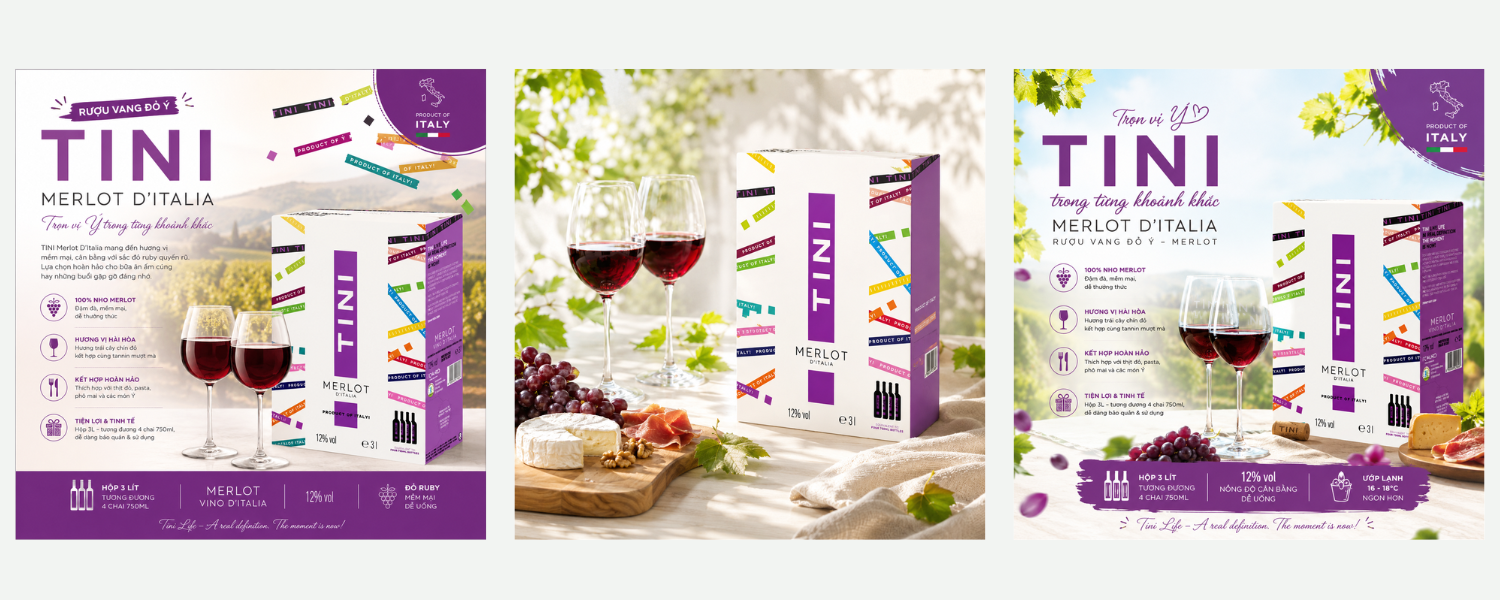 Rượu Vang Bịch Ý Tini Merlot BIB