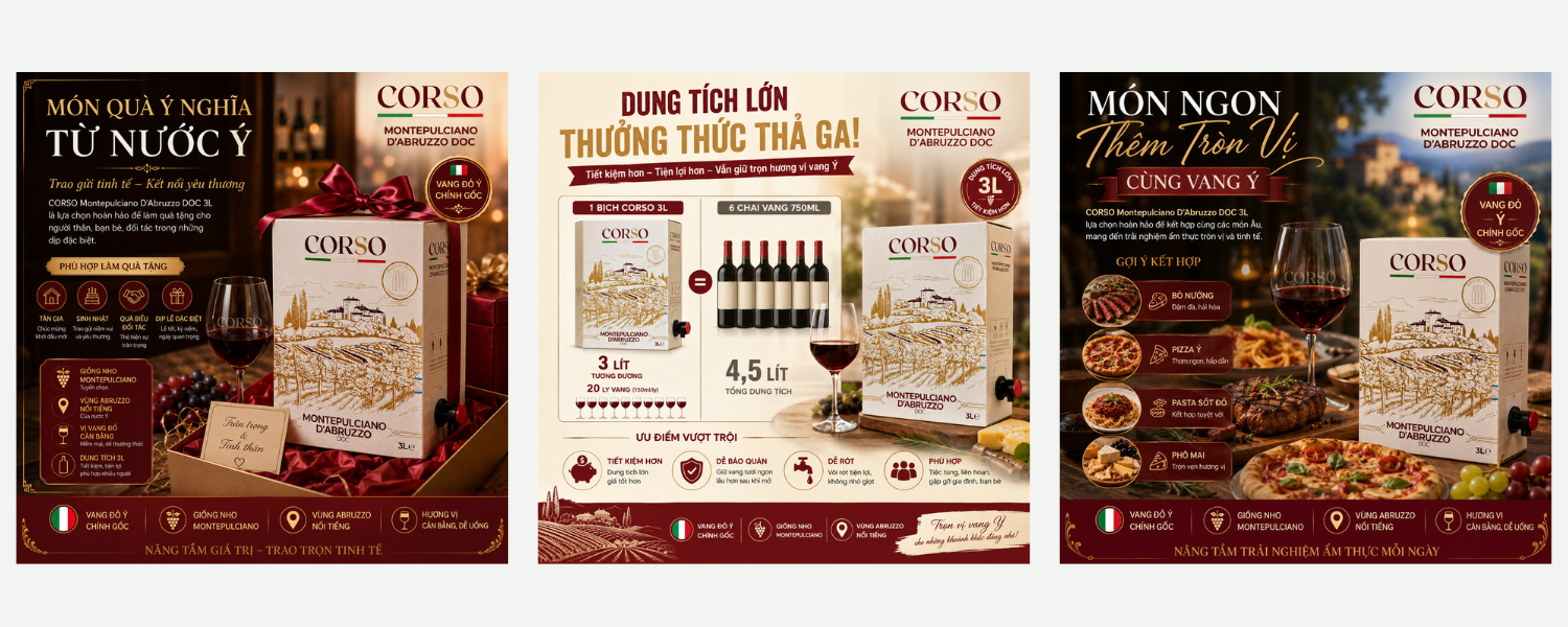 Rượu vang bịch 3l Corso Montepulciano d’Abruzzo DOC