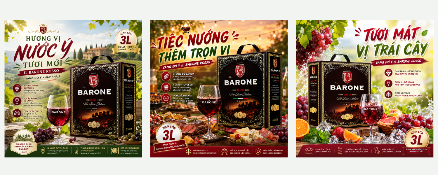 Rượu Vang Bịch 3L iL Barone Rosso
