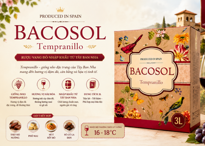 Rượu vang bịch 3l Bacosol Tempranillo