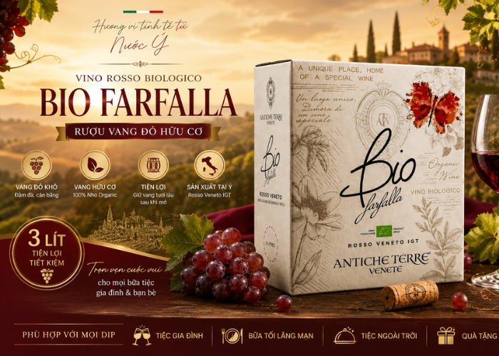 Rượu vang bịch Bio Farfalla Vino Rosso Biologico 3L