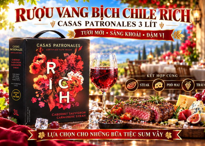Rượu Vang Bịch Chile Rich Casas Patronales