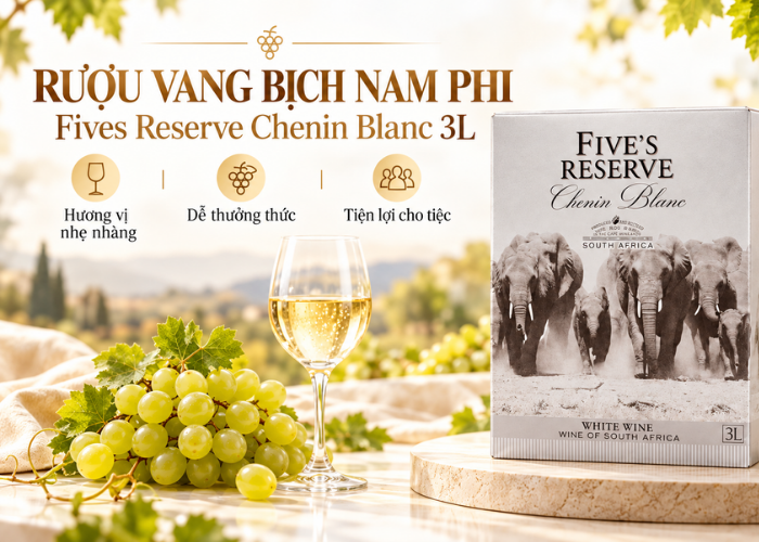 Rượu Vang Bịch Nam Phi Fives Reserve Chenin Blanc
