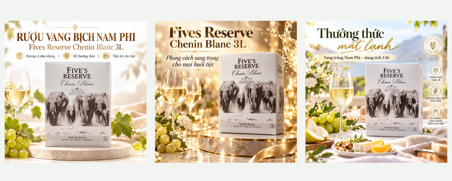 Rượu Vang Bịch Nam Phi Fives Reserve Chenin Blanc