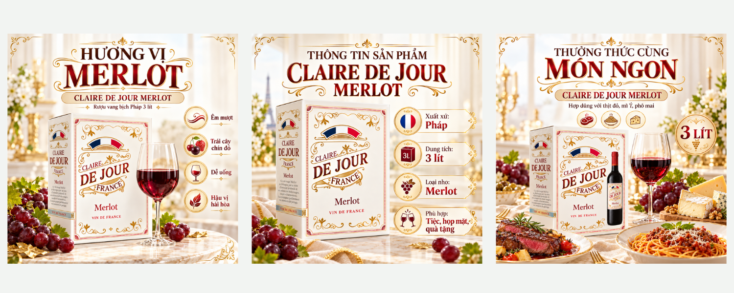 Rượu Vang Pháp Claire De Jour Merlot 3L