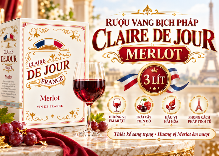 Rượu Vang Pháp Claire De Jour Merlot 3L